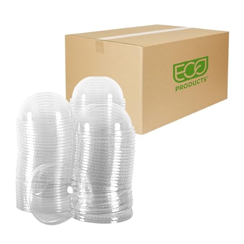 Eco-Products GreenStripe Compostable Plastic Cup Dome Lids, Case of 1000,