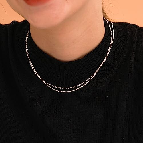 Chesky CK-02-SATELLITE+THIN CHAIN SL Sterling Silver Layered Choker Necklaces thumb #2