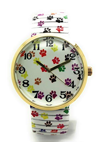 Ladies Novelty Animal Dog Paw Elegant Stretch Elastic Band Fashion Watch Versales (White)