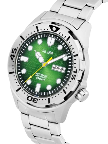 ALBA Stainless Steel Men's Analog Wristwatch Al4443X1, Dial Color-Green, Band Color-Silver - Image 2