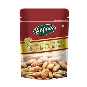 Premium Californian Almonds Roasted & Salted 200 g | Badam Dry Fruit | High Protein Snack & Super Healthy Crunchy Nuts | Vitamins & Minerals Rich | Freshly Roasted and Lightly Salted