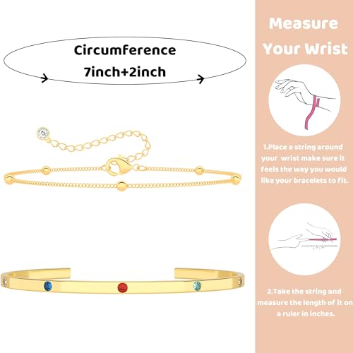 Bracelet for Women - Dainty Stack Bracelets Trendy Adjustable 14K Gold Plated Thin Paperclip Bead Box Satellite Figaro Cuban Link Chain Bracelet Set for Women Waterproof Jewelry Gift