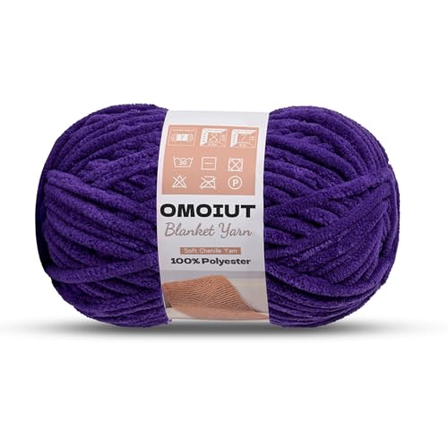 Image of OMoiout Chunky Chenille Yarn for Crocheting,Soft Baby Blanket Yarn, #7 Super Bulky, Chunky Knit Blanket Crochet Yarn, 7 oz /109.4 yds Fluffy Velvet Amigurumi Yarn(Lavender)