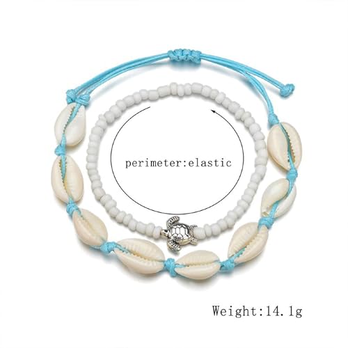 Image of YANCHUN Shell Anklets for Women Waterproof Sea Shell Starfish Ankle Bracelets Summer Beach Dresses Outfits Accessories for Women