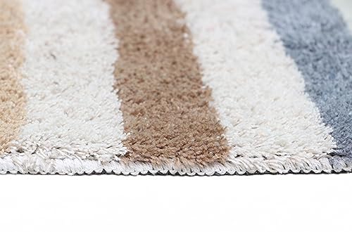 Image of THE HOME TALK Cotton Bathmats | Water Absorbent Runners | Regular Striped Rugs | Floor Mats for Kitchen, Bathroom & Sink | Ultra Soft Mats | Non-Slip Store (‎Sage, 40x60 CM)