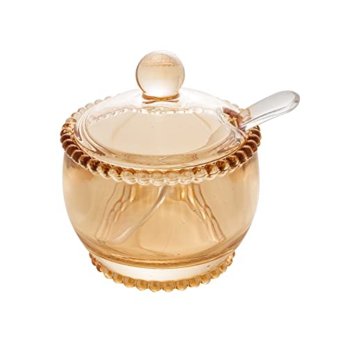 Wolff Pearl Açucareiro de Cristal com Colher, Laranja (Âmbar), 10 x 8 x 7 cm