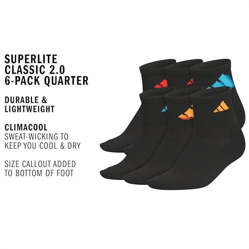 Image of adidas Unisex Kids Quarter Ankle Socks for Boys and Girls Youth (6-pack) Superlite Breathable and Lightweight Discontinued