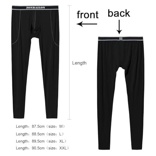 ZONBAILON Men's Thermal Underwear Pants Breathable Soft Long Johns Bottoms with Bulge Pouch2