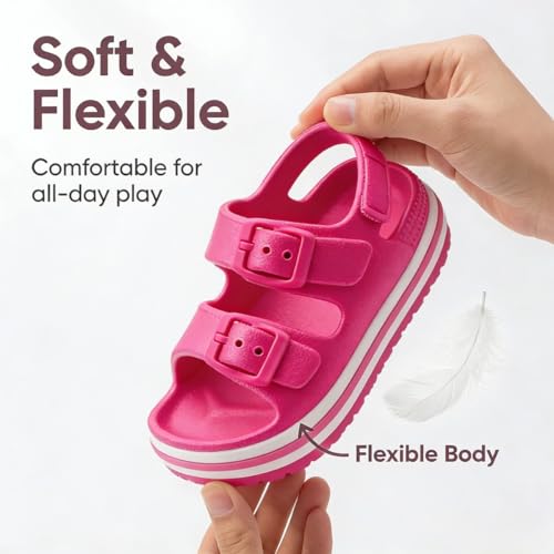 Image of Toddler Buckle Sandals Open Toe Water Sandal with Adjustable Back Strap for Boys Girls
