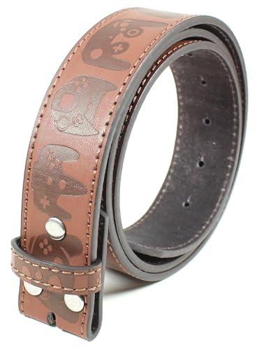 Video Game Controller Pattern Leather Belt Strap Without Buckle 1.5" Wide with Snaps - Gamer Retro Gaming2