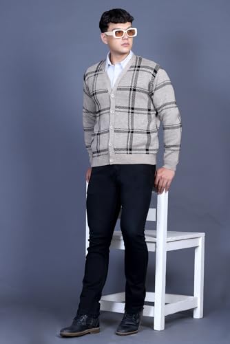 Image of GODFREY V Neck Cardigans for Men - Full Sleeve Woolen Sweater for Man Winter Wear