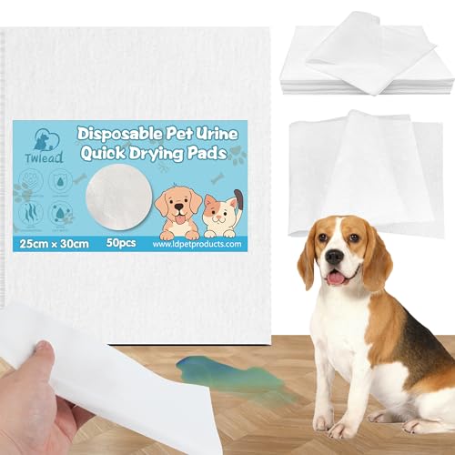 Image of 50Pcs Pet Pee Sheets for Fast Absorption of Urine, Disposable Pet Absorbent Sheets Pee Pads for Clearing Pet Urine and Stains