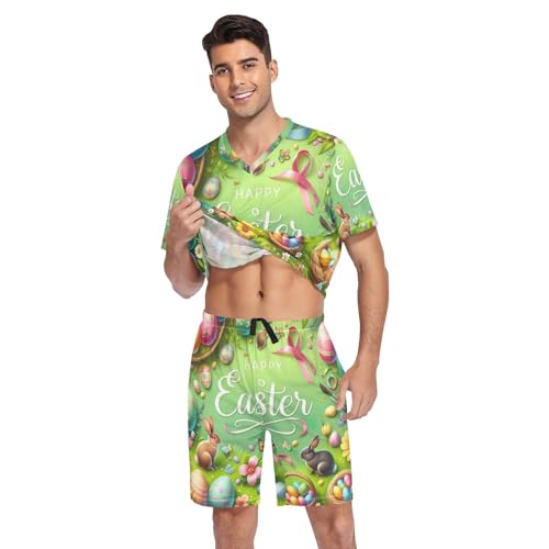 Pajama Set for Men, Short Sleeve Pajama Set Lightweight Loungewear, S-XXL3