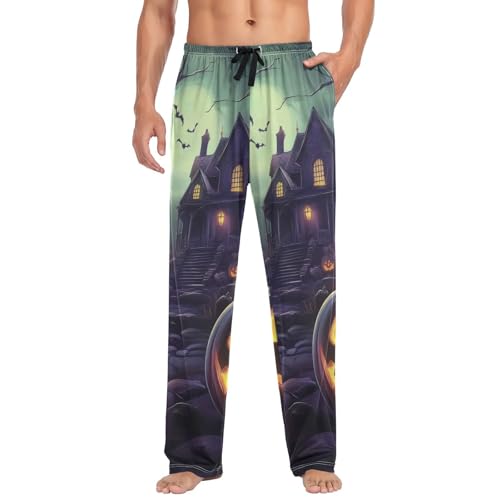 Men's Pajama Pants Scary Night Halloween Pumpkins Sleep Pajama Lounge Pant with Pockets, Elastic Waistband3