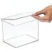 mDesign Small Plastic Home Office Storage Organizer Box Containers w/Hinged Lid for Desktops - Holds Pens, Pencils, Sticky Notes, Highlighters, Staples, Supplies - Lumiere Collection - 6 Pack - Clear