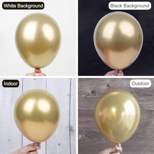 Image of Ouddy Party 129Pcs Metallic Gold Balloon Arch Garland Kit in 18 12 10 5Inch | Different Sizes 6Pcs 18 inchChrome Golden Balloons for Birthday Wedding Anniversary Baby Shower Bachelorette Party Decorations