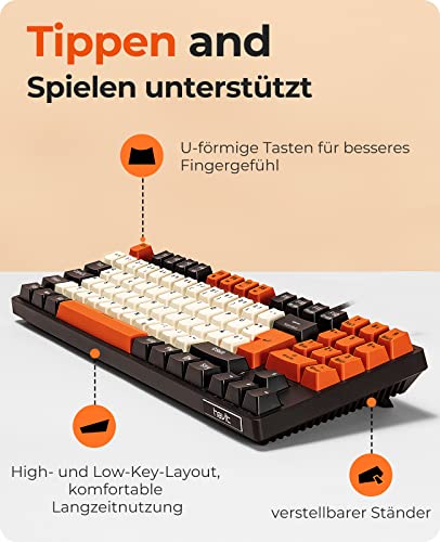 havit Mechanische Tastatur 90 Tasten Kabelgebundene Gaming Tastatur mit Buntes PBT Höhen Tastenkappen Red Switch QWERTZ Kompaktem Tastatur mit Nummernblock für PC Gamer - Image 3