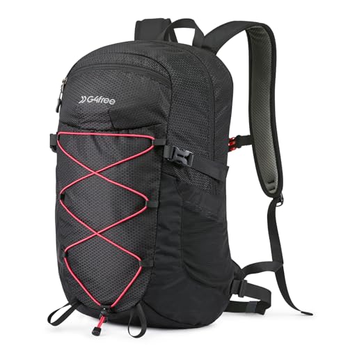 G4Free 30L Lightweight Hiking Backpack for Men Women, Airline Approved Day Pack for Travel, Bussiness Work, Easy Hike(Black)