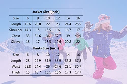 Image of Girls /Boys Snowsuits Hooded Insulated Windproof Winer Coats Ski Jacket Snow Pants Set
