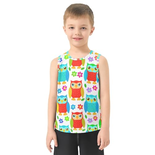 J JOYSAY Owl Flower Leaves White Boys Tank Top Sleeveless Muscle Shirts Quick Dry Kids T-Shirts 3-15T2