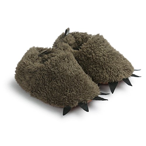fantastic me Baby Boys Girls Bear PAW Animal Slipper Boots Toddler Infant Crib Shoes First Walking Prewalker Shoes, Anti-slip Soft Sole Sneaker, Plush Furry House Slippers For 0-18 Months2