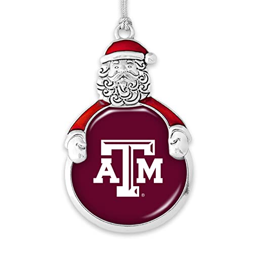 From the Heart Enterprises Texas A&M Santa with Team Logo Silver Metal Christmas Ornament Gift Tree Decoration TAMU