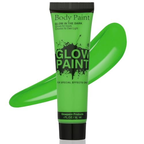 AOOWU Green Face Body Paint 25ml Professional Matte Makeup for Halloween SFX Cosplay Water-Based Full-Coverage Blendable Cream for Costume Party & Festival Body Painting