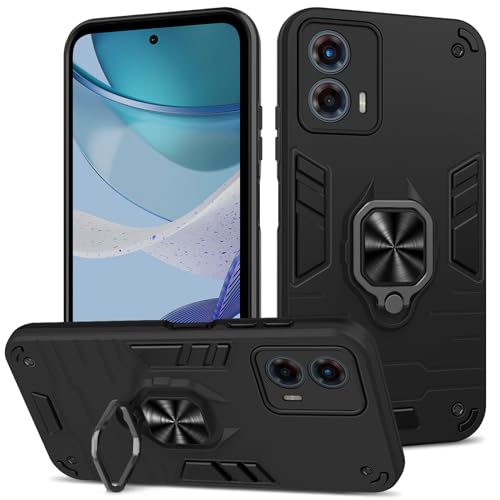 Coque Moto G 5G 2023 antichoc noire avec support magnétique