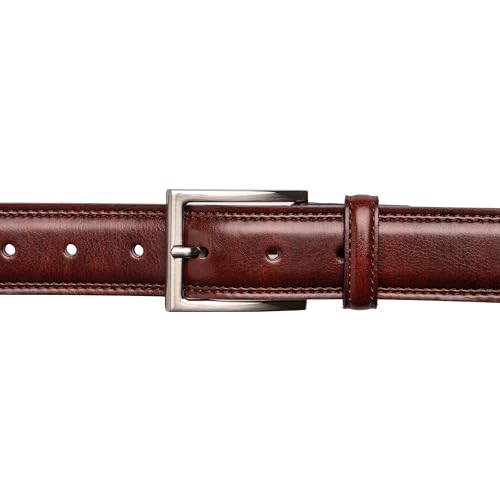 Image of Vince Camuto Mens Belt | Double Stitch Detailing | Genuine Leather Belt