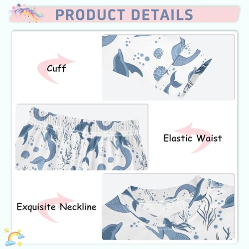 ALAZA Mermaid Dolphin Seashell Pajamas Long Sleeve Sleepwear 2-Piece Pajama Set4