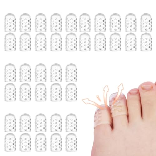 BTACGWP 40 Unidades Almohadillas de Silicona para Dedos, Soporte Transpirable, Cubre con Diseño Perforado, Férula para Martillo, Ampollas, Callos y Rozaduras,Alivio del Dolor por Fricción y Más