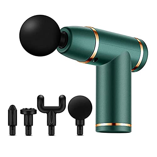 Small Muscle Massage Gun, Mini Handheld Electric Deep Tissue Percussion Muscle Massager for Pain Relief, 8 Speed Quiet Portable Body Fascia Gun Muscle Massager for Athletes with 4 Heads (Green)