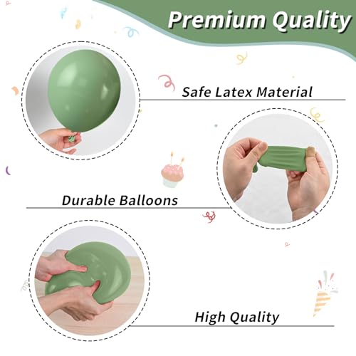 Image of Green and Orange Balloons 50PCS 12 Inch Sage Green Yellow Balloons | Fall Color Balloons with Confetti Latex Balloon for Cutie Baby Shower Fall Party Birthday Party Decorations