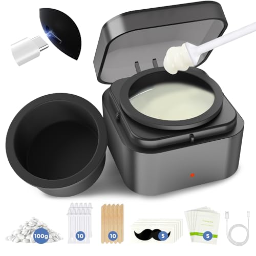 Boloye Nose Wax Kit with 100g Natural Resin Wax & 20 Sticks Mini Nose Hair Wax Kit with Smart Temp Control USB Fast Heat 3-Min Hair Removal Lasts 46 Weeks | For Nose & Ear Up to 15 Uses