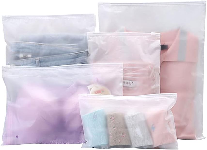25 Pcs Resealable Ziplock Bags, Plastic Hospital Bags Maternity Essentials, Frosted Ziplock Seal Bag Travel Accessories Space Saver Storage Luggage Organiser Pouch for Home School Trip Hospital