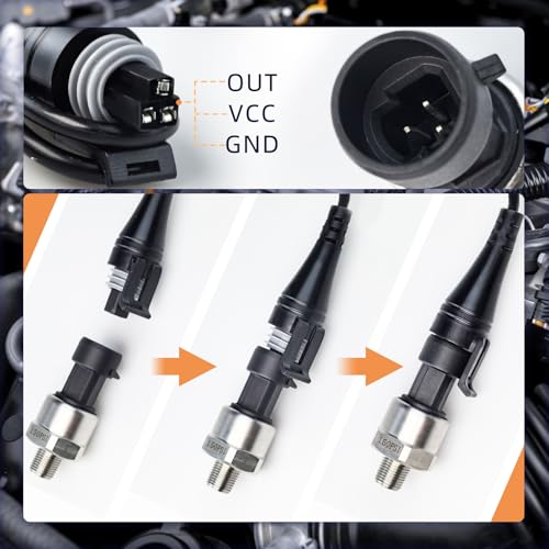 Flylin Drucktransmitter Drucksensor, 0.5-4.5V 1/8NPT Sensor Transducer Druck mit Kabel, Edelstahl, 150PSI, für Öl, Kraftstoff, Luft, Gas, Wasser, Gastank, Dieseltank