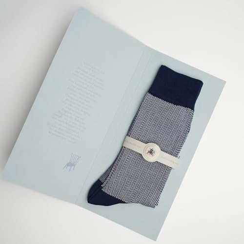 Image of Theater Blue & White Men's Socks | Mercerised Cotton | Mid Calf Length | Anti-Bacterial | Luxury Formal Wear | Soft & Stylish Look