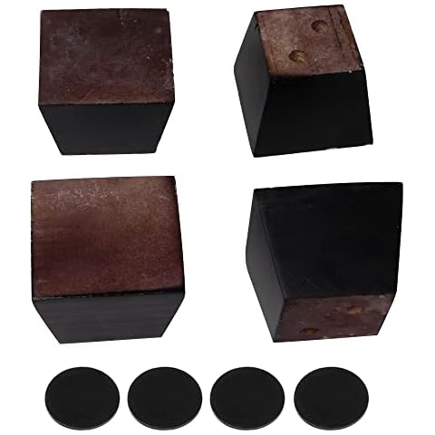 SHANOER 4Pcs 60mm Height Brown Furniture Parts Sofa Legs Pine Wood Trapezoid Furniture Feet Pine Wood Sofa Couch Cabinet Legs Black Replacement Accessories Cover
