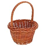MAGICLULU Mini Rattan Woven Basket Natural Round Picnic Basket with Handle Woven Wicker Storage Basket for Easter Candy Home Decor 3.14 x 3.93 Inch