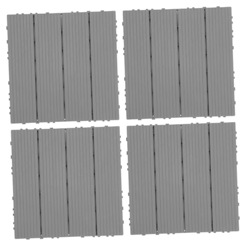 Angoily 4pcs Imitation Wood Interlocking Deck Tile Outdoor Flooring for Patio Deck Garden Floor Slabs