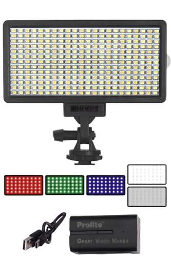 Image of Prolite Bi-Color LED PL-308 Camera Video Light | Slim, Pocket LED | with NP-F550 Battery, C-Type Cable, RGB Filters & Two Diffusers | Used in Wedding Photography, YouTube, TikTok Video Shoot