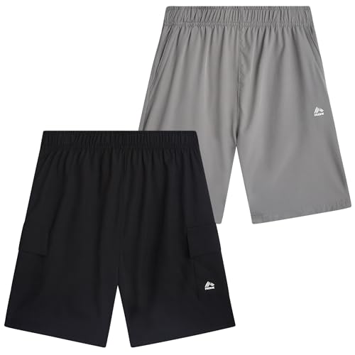 RBX Boys' Athletic Shorts - 2 Pack Active Performance Woven Shorts for Kids - Basketball Activewear Shorts for Boys (8-16)