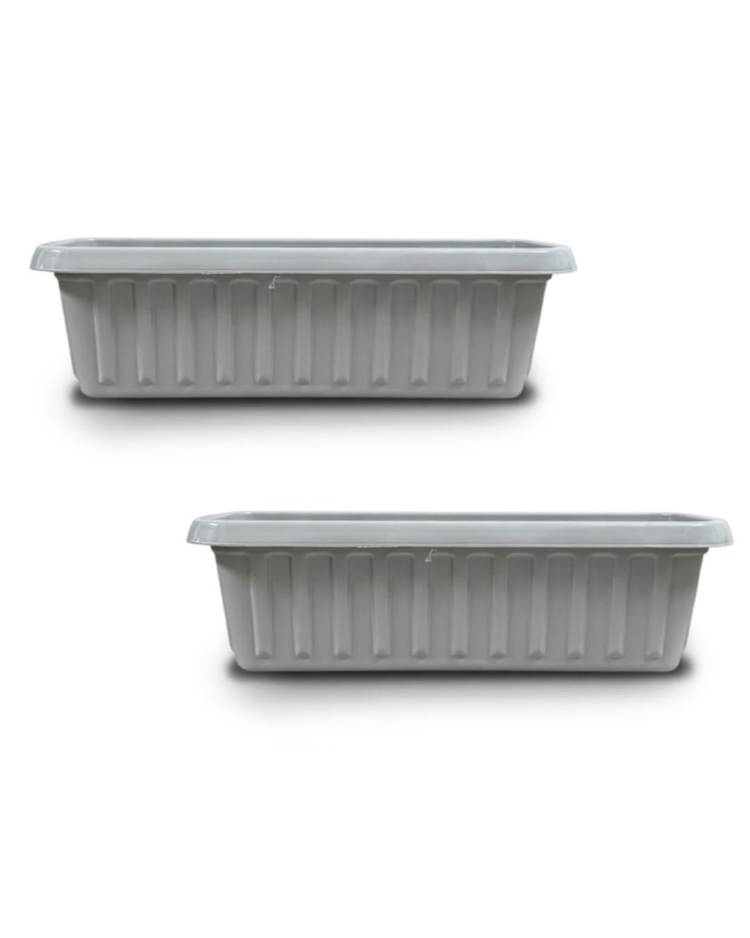 ORGANIZED Set of 2 Trough Planter Pot, Rectangular Container for Flowers, Herbs and Plants, Indoor and Outdoor Use, for Balcony, Patio and Windowsill (Silver, 60cm)
