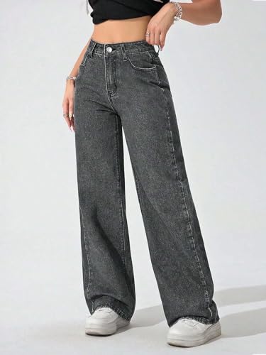 Image of KOTTY Women's High-Waist Button Relaxed Fit Casual Ankle Length Stylish Jeans