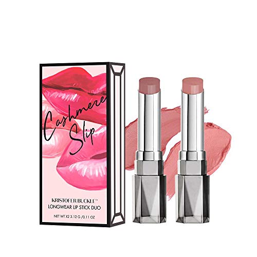 KRISTOFER BUCKLE Cashmere Slip® Longwear Lipstick Duo, 0.11 oz. (each) | Creamy, Richly Pigmented Lipstick That Delivers Bold Color for Up To 8 Hours | Bardot/Doll