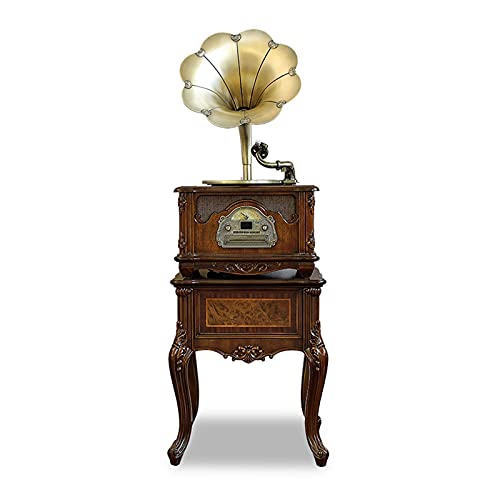 Tourne-Disque rétro, phonographe Vintage Tout-en-Un, Gramophone nostalgique avec Corne en cuivre, Haut-Parleur intégré, enregistreur Radio auxiliaire - Les Beatles, Paul McCartney, John Lennon, RIngo Starr, George Harrison Tourne-Disque rétro, phonographe Vintage Tout-en-Un, Gramophone nostalgique avec Corne en cuivre, Haut-Parleur intégré, enregistreur Radio auxiliaire