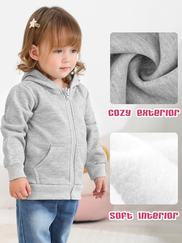 Cooraby 3 Pieces Baby and Toddler Girls Fleece Full-Zip Hoodies Lightweight Jacket with Pockets Winter Coat for Baby Girls3