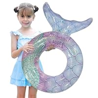 EDLMKM Inflatable Pool Floats Large Mermaid Tail Swim Rings Inflatable Rubber Rings Floating Chair with Backrest Lake Beach Pool Floatie Toys for Adults Kids, IInflatable Swimming Ring, PPool Ring