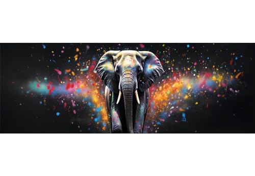 Broderie Diamant Éléphant Multicolore 5D DIY Cristal Painting Adulte Enfant 40x110cm D-450