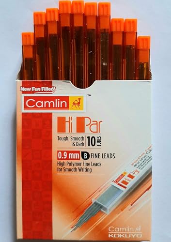 Image of Camlin Kokuyo Hi-Par Pencil Lead - 0.9 mm, Black (Pack of 100) | Smooth & Dark Leads for Writing, Sketching & Exams | Break-Resistant, High Precision Refills